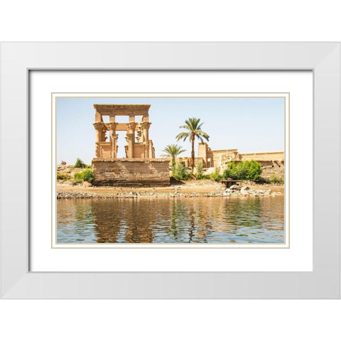 Upper Egypt-Aswan between the two dams-Philae Temple of Isis-Trajans Kiosk-aka The Hypaethral Temple White Modern Wood Framed Art Print with Double Matting by Jones, Alison