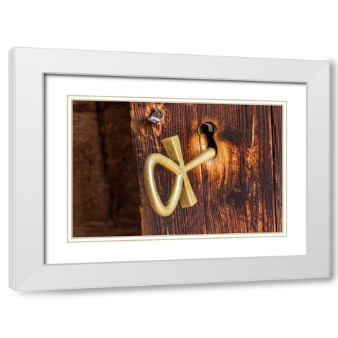 Africa-Egypt-Abu Simbel A key to a temple door in the shape of an Ankh White Modern Wood Framed Art Print with Double Matting by Wilson, Emily