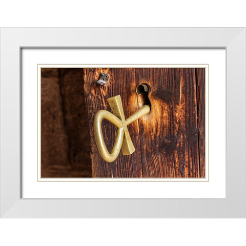 Africa-Egypt-Abu Simbel A key to a temple door in the shape of an Ankh White Modern Wood Framed Art Print with Double Matting by Wilson, Emily