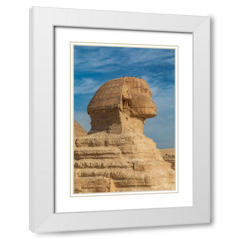 Africa-Egypt-Cairo Giza plateau Great Sphinx of Giza in front of the Great Pyramid of Giza White Modern Wood Framed Art Print with Double Matting by Wilson, Emily