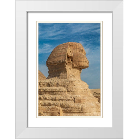 Africa-Egypt-Cairo Giza plateau Great Sphinx of Giza in front of the Great Pyramid of Giza White Modern Wood Framed Art Print with Double Matting by Wilson, Emily