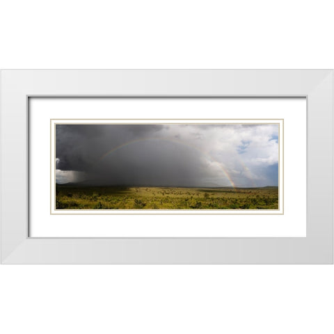A rainbow over the savannah-Tsavo-Kenya White Modern Wood Framed Art Print with Double Matting by Pitamitz, Sergio