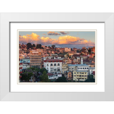 Madagascar-Antananarivo Sunset over the city White Modern Wood Framed Art Print with Double Matting by Hogstrom, Inger
