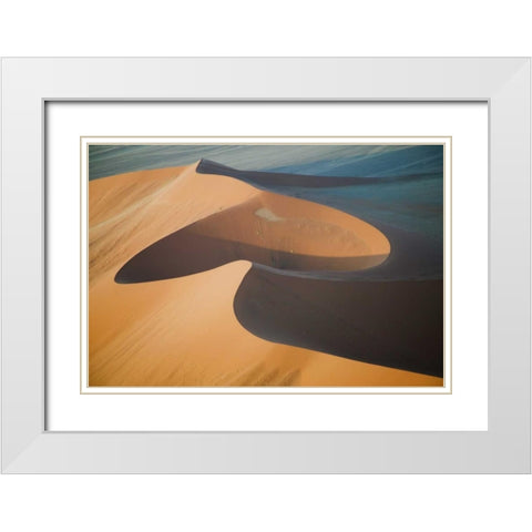 Namibia, Soussevlei, Great Red Sand Dunes aerial White Modern Wood Framed Art Print with Double Matting by Anon, Ellen