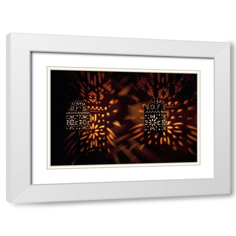 Shadow patterns from lanterns, Etosha NP, Namibia White Modern Wood Framed Art Print with Double Matting by Kaveney, Wendy