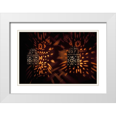 Shadow patterns from lanterns, Etosha NP, Namibia White Modern Wood Framed Art Print with Double Matting by Kaveney, Wendy