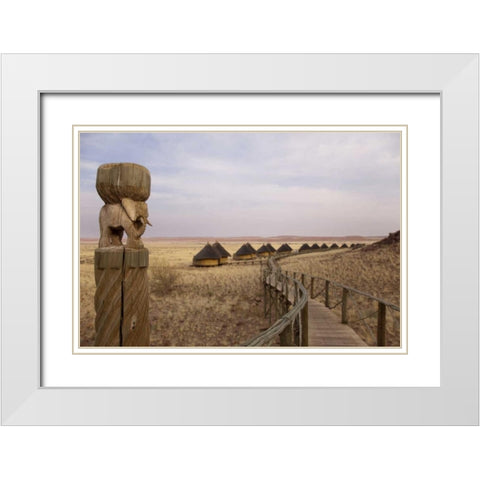 Namibia, Sossusvlei Boardwalk to lodges White Modern Wood Framed Art Print with Double Matting by Kaveney, Wendy