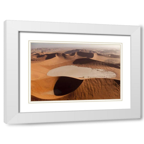 Namibia, Namib Desert Patterns on sand dunes White Modern Wood Framed Art Print with Double Matting by Kaveney, Wendy
