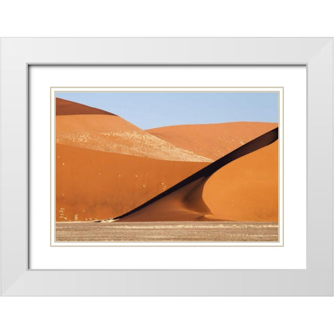 Namibia, Namib-Naukluft Park, Abstract of dunes White Modern Wood Framed Art Print with Double Matting by Kaveney, Wendy