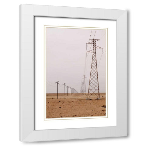 Namibia, Swakopmund Power and telephone lines White Modern Wood Framed Art Print with Double Matting by Kaveney, Wendy