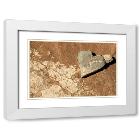 Namibia, Namib-Naukluft Park Heart-shaped rock White Modern Wood Framed Art Print with Double Matting by Kaveney, Wendy