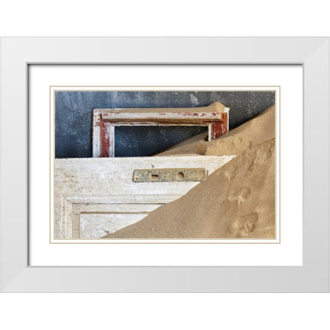 Namibia, Kolmanskop Door and window frame White Modern Wood Framed Art Print with Double Matting by Kaveney, Wendy