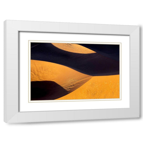 Namibia, Namib-Naukluft Aerial of sand dunes White Modern Wood Framed Art Print with Double Matting by Kaveney, Wendy