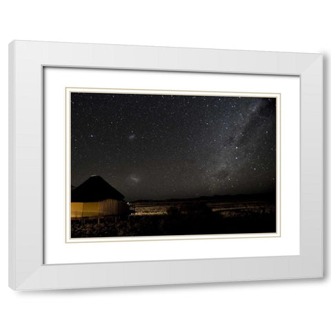 Namibia, Namib-Naukluft Park, Milky Way over Hut White Modern Wood Framed Art Print with Double Matting by Kaveney, Wendy