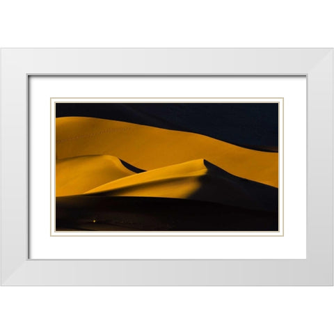 Namibia, Namib-Naukluft NP Abstract of sand dune White Modern Wood Framed Art Print with Double Matting by Young, Bill