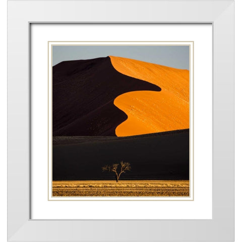 Namibia, Namib-Naukluft NP Abstract of sand dune White Modern Wood Framed Art Print with Double Matting by Young, Bill