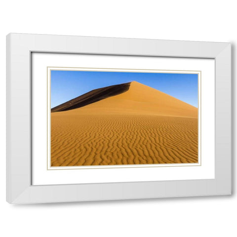 Namibia, Namib-Naukluft NP Patterns in sand dune White Modern Wood Framed Art Print with Double Matting by Young, Bill