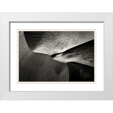 Namibia, Namib Desert Aerial view of sand dunes White Modern Wood Framed Art Print with Double Matting by Young, Bill