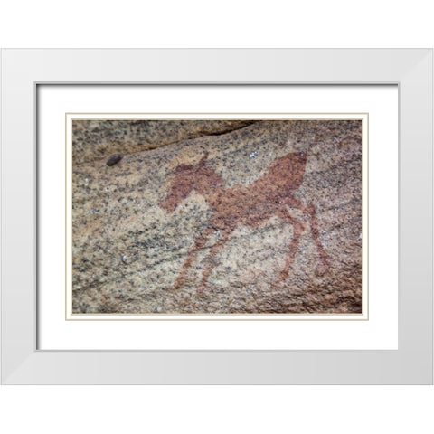 Rock art of zebra, Sevilla Trail, South Africa White Modern Wood Framed Art Print with Double Matting by Kaveney, Wendy