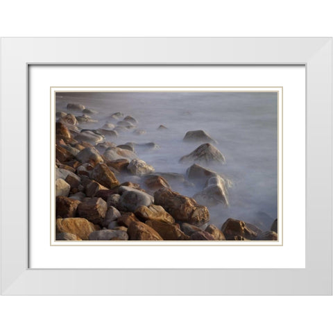 Llandudno Beach at sunset, South Africa White Modern Wood Framed Art Print with Double Matting by Young, Bill