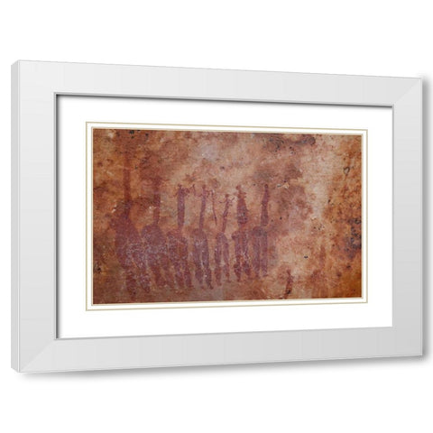 South Africa Rock painting of dancing ladies White Modern Wood Framed Art Print with Double Matting by Kaveney, Wendy