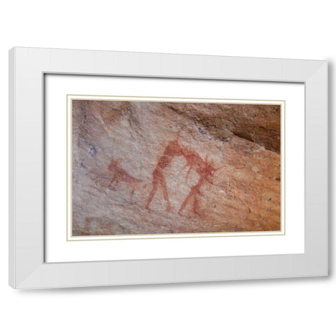 South Africa, Sevilla Trail Rock art painting White Modern Wood Framed Art Print with Double Matting by Kaveney, Wendy