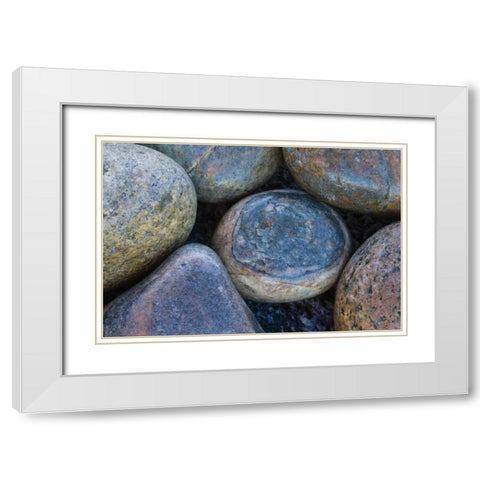 South Buckballbaai Cluster of rounded rocks White Modern Wood Framed Art Print with Double Matting by Young, Bill
