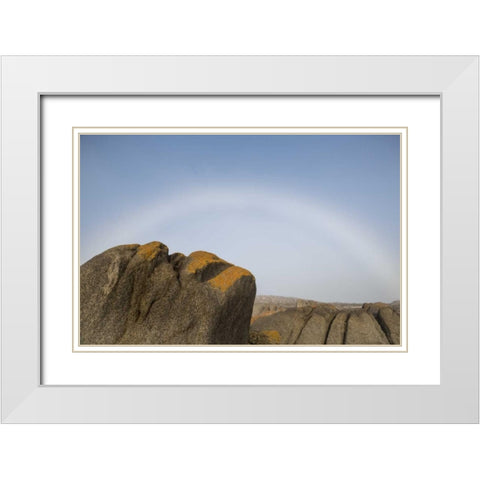 South Boulderbaai Rock resembles Human head White Modern Wood Framed Art Print with Double Matting by Young, Bill
