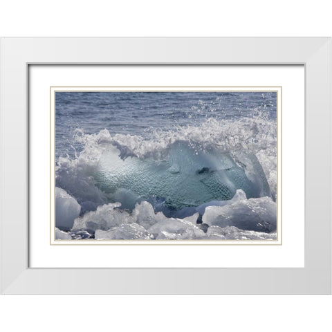 South Georgia Isl, Wirik Bay Wave on the beach White Modern Wood Framed Art Print with Double Matting by Paulson, Don