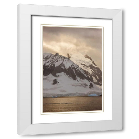 Antarctica, Ronge Island, Mountain scenic White Modern Wood Framed Art Print with Double Matting by Grall, Don