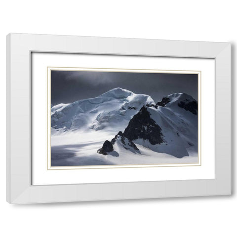 Antarctica Mountain and glacier landscape White Modern Wood Framed Art Print with Double Matting by Young, Bill