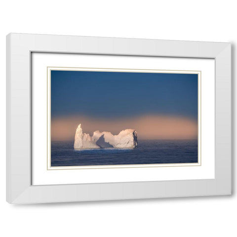 Antarctica-South Georgia Island Lone iceberg and sunset  White Modern Wood Framed Art Print with Double Matting by Jaynes Gallery