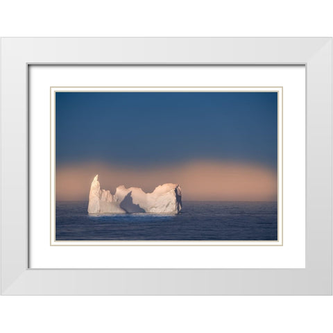 Antarctica-South Georgia Island Lone iceberg and sunset  White Modern Wood Framed Art Print with Double Matting by Jaynes Gallery