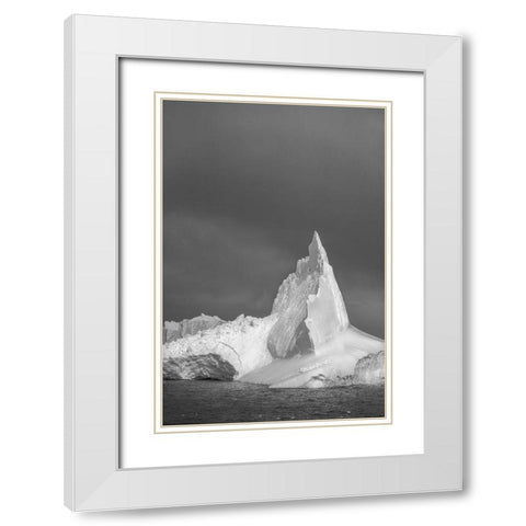 Antarctica-South Georgia Island Lone iceberg and stormy sunset  White Modern Wood Framed Art Print with Double Matting by Jaynes Gallery