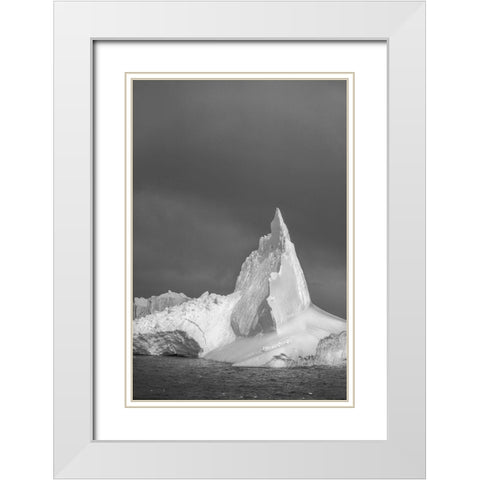 Antarctica-South Georgia Island Lone iceberg and stormy sunset  White Modern Wood Framed Art Print with Double Matting by Jaynes Gallery