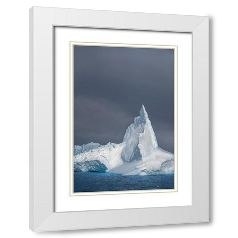 Antarctica-South Georgia Island Lone iceberg and stormy sunset  White Modern Wood Framed Art Print with Double Matting by Jaynes Gallery