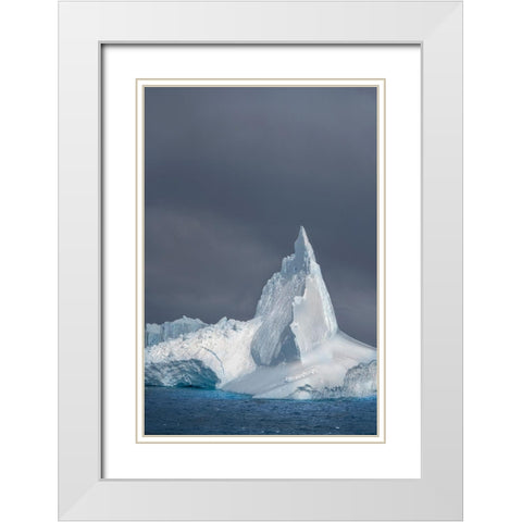 Antarctica-South Georgia Island Lone iceberg and stormy sunset  White Modern Wood Framed Art Print with Double Matting by Jaynes Gallery