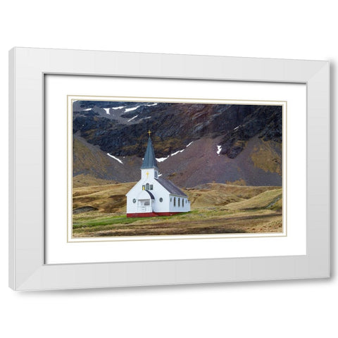 Southern Ocean-South Georgia-King Edward Cove-Grytviken-Grytviken whaling station-Church White Modern Wood Framed Art Print with Double Matting by Goff, Ellen B.
