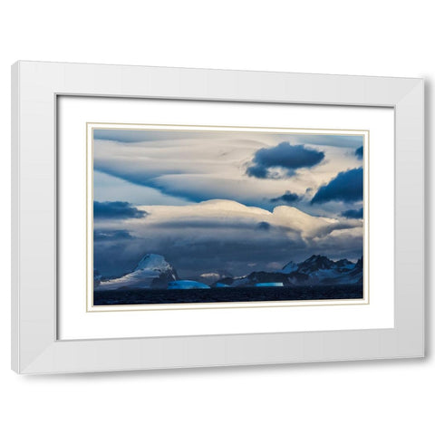 Landscape of iceberg and island in the South Atlantic Ocean-Antarctica White Modern Wood Framed Art Print with Double Matting by Su, Keren