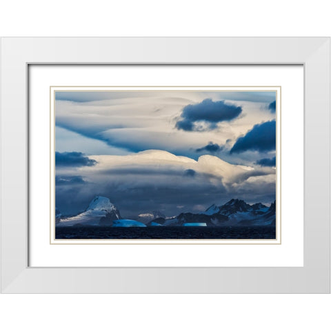 Landscape of iceberg and island in the South Atlantic Ocean-Antarctica White Modern Wood Framed Art Print with Double Matting by Su, Keren