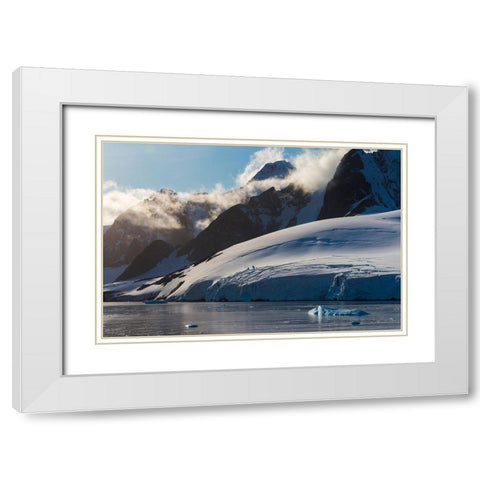 Landscape of snow covered island in South Atlantic Ocean-Antarctica White Modern Wood Framed Art Print with Double Matting by Su, Keren