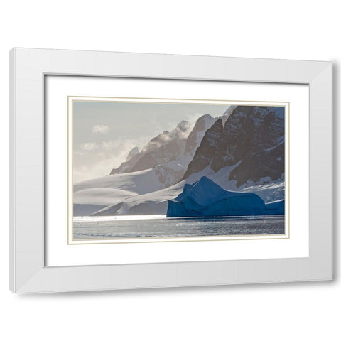 Landscape of snow covered island with iceberg in South Atlantic Ocean-Antarctica White Modern Wood Framed Art Print with Double Matting by Su, Keren