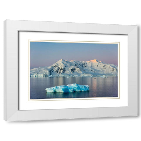 Snow covered island and floating ice in South Atlantic Ocean-Antarctica White Modern Wood Framed Art Print with Double Matting by Su, Keren