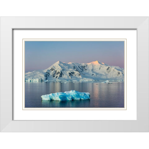 Snow covered island and floating ice in South Atlantic Ocean-Antarctica White Modern Wood Framed Art Print with Double Matting by Su, Keren