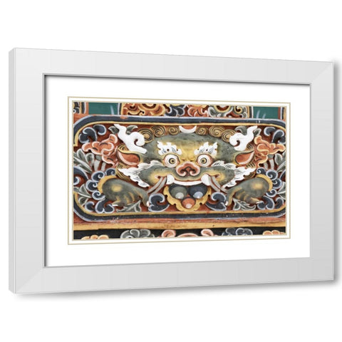 Bhutan, Punakha Punakha Dzong temple woodwork White Modern Wood Framed Art Print with Double Matting by Kirkland, Dennis