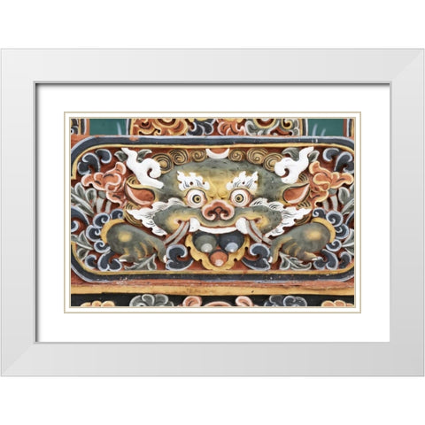 Bhutan, Punakha Punakha Dzong temple woodwork White Modern Wood Framed Art Print with Double Matting by Kirkland, Dennis