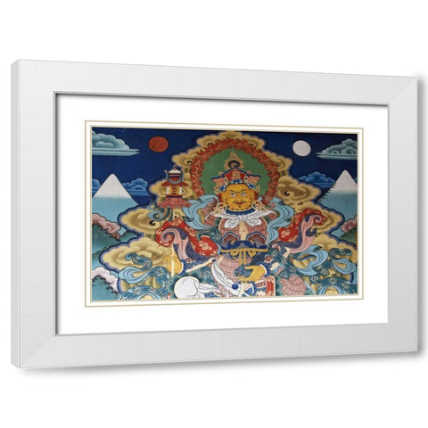 Bhutan, Punakha Murals in Punakha Dzong temple White Modern Wood Framed Art Print with Double Matting by Kirkland, Dennis