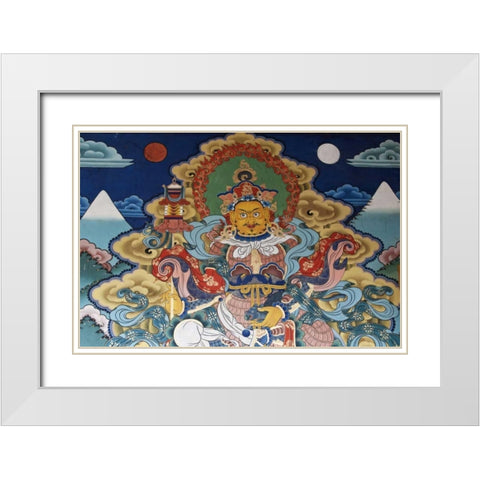 Bhutan, Punakha Murals in Punakha Dzong temple White Modern Wood Framed Art Print with Double Matting by Kirkland, Dennis
