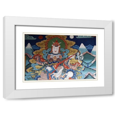 Bhutan, Punakha Murals in Punakha Dzong temple White Modern Wood Framed Art Print with Double Matting by Kirkland, Dennis