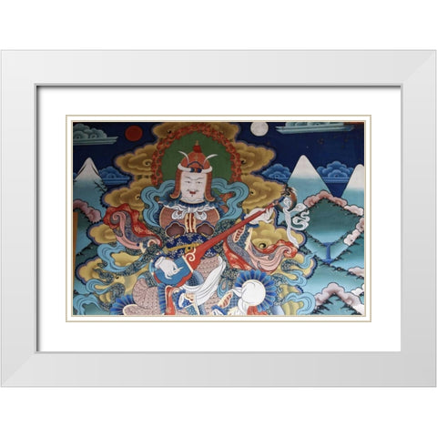 Bhutan, Punakha Murals in Punakha Dzong temple White Modern Wood Framed Art Print with Double Matting by Kirkland, Dennis